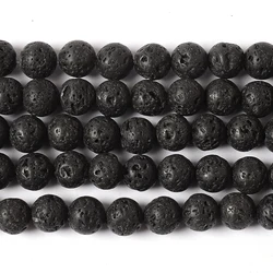 Enhanced Natural Stone Beads Collection: Aventurine, Lava, Amazonite, and Malachite Crystals for DIY Jewelry and Bracelet Crafting (4/6/8/10/12mm) (Volcanic rock)