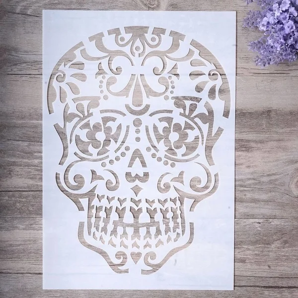 A4 Skull Stencils for Painting on Wood,Fabric,Paper,Airbrush,Walls Art Scrapbooking Stamping Album Embossing Paper Cards