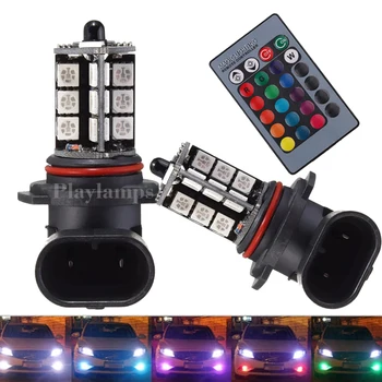 

2 Pcs 5050 27SMD 3 Core LED RGB Remote Control Car Headlight DRL Flash Fog Light Bulb 9005 880 H4 H7 H11 Lamp