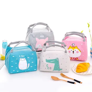 

1pc Kids Cartoon Cute Lunch Bags Children Thermal Insulated Lunch Box Tote Boys Girls Portable Food Picnic Bag Milk Bottle Pouch