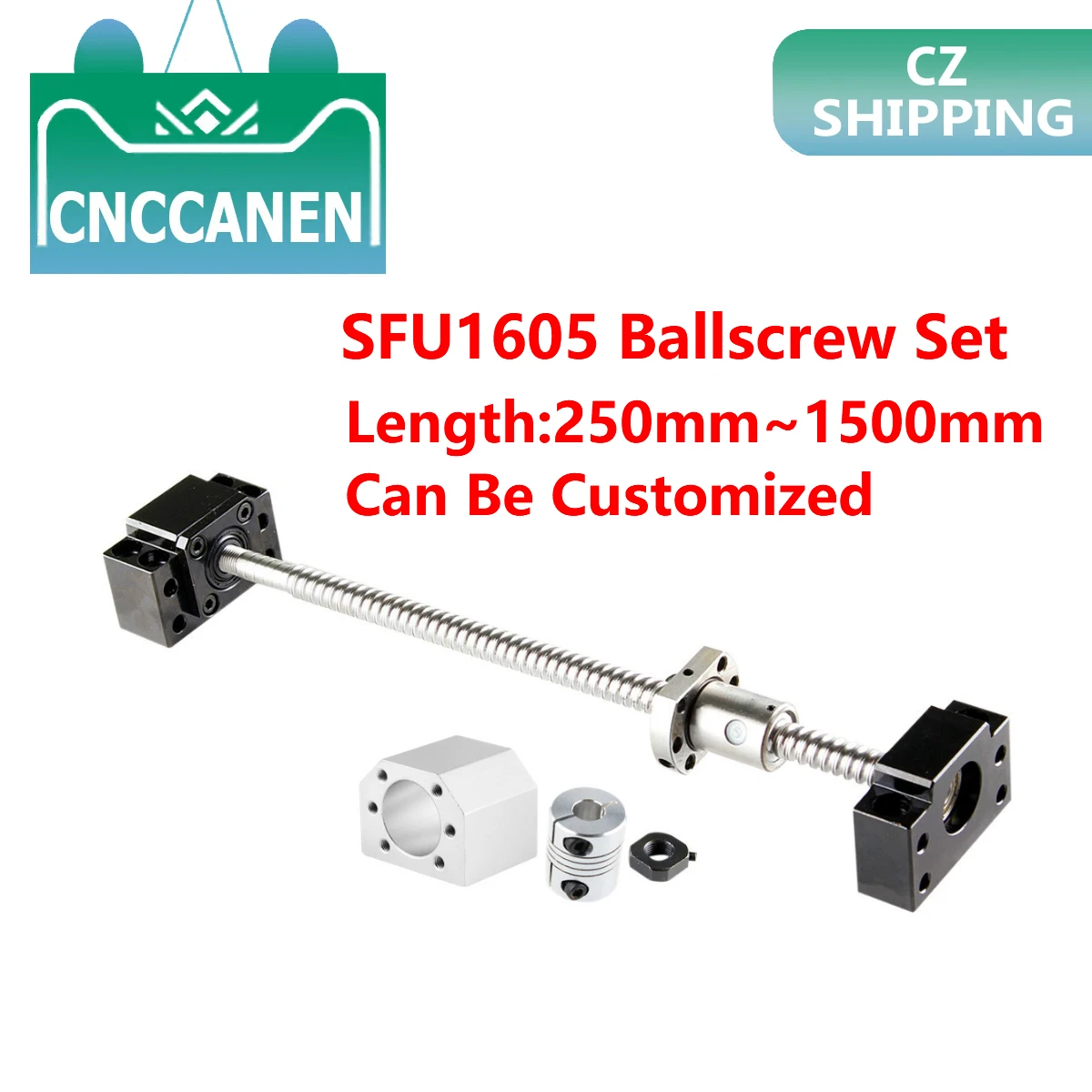 1500MM CNC Ball Screw RM1605 C7 /& BK//BF12 End Support /& Ballnut Housing