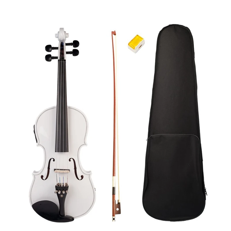 

4-String White Acoustic Violin 4/4 Full-Size Violin Solid Wood Body Ebony Accessories High Quality Violin