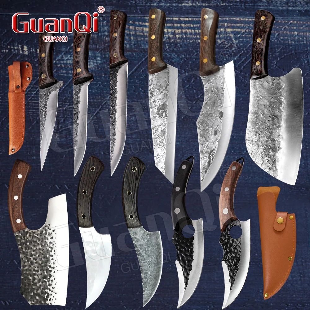 Kitchen Knives Set Handmade Butcher Knife Hammer Stainless Steel