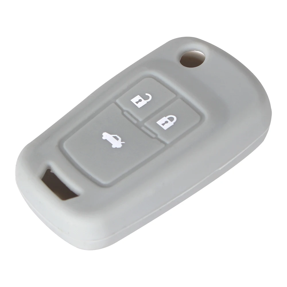 KEYYOU силиконовый чехол для ключей 3 кнопки для Chevrolet Cruze 2009- седан хэтчбек аксессуары брелок чехол для дистанционного ключа автомобиля чехол - Название цвета: Серый