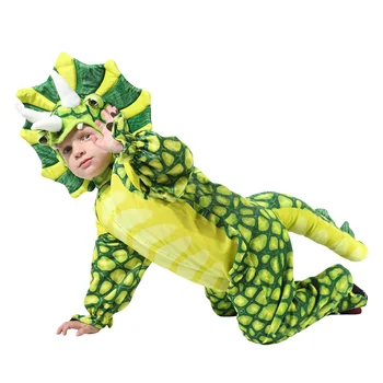 

Dino Child Triceratops Costume Cosplay Halloween T-Rex Costume Kids Christmas Dinosaur Jumpsuit Toddler Boy Costumes Stage Suit