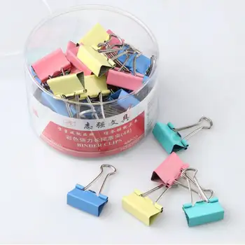 

Office Stationery Binding Supplies Random Color Practical Clips 1Pcs 19mm Colorful Metal Binder Clips Paper Clip
