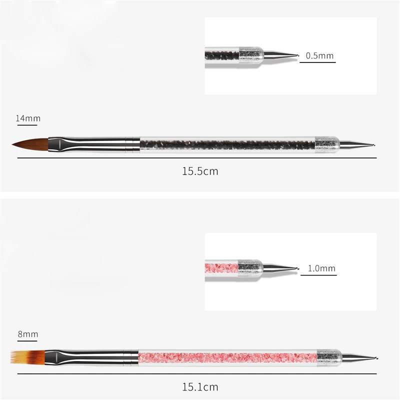 6Pcs/Set Double Head Nail Dotting Painting Draw Liner Brush Acrylic UV Gel Polish Liner Flat Pen Nail Art Manicure Kit_voghion.com
