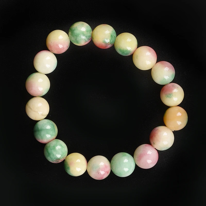 Colorful jade 1 Ювелирный Браслет из натурального камня смешанные цвета ювелирные изделия из халцедона простой браслет DIY Бисер для мужчин и женщин очаровательный браслет - Окраска металла: Colorful jade 1
