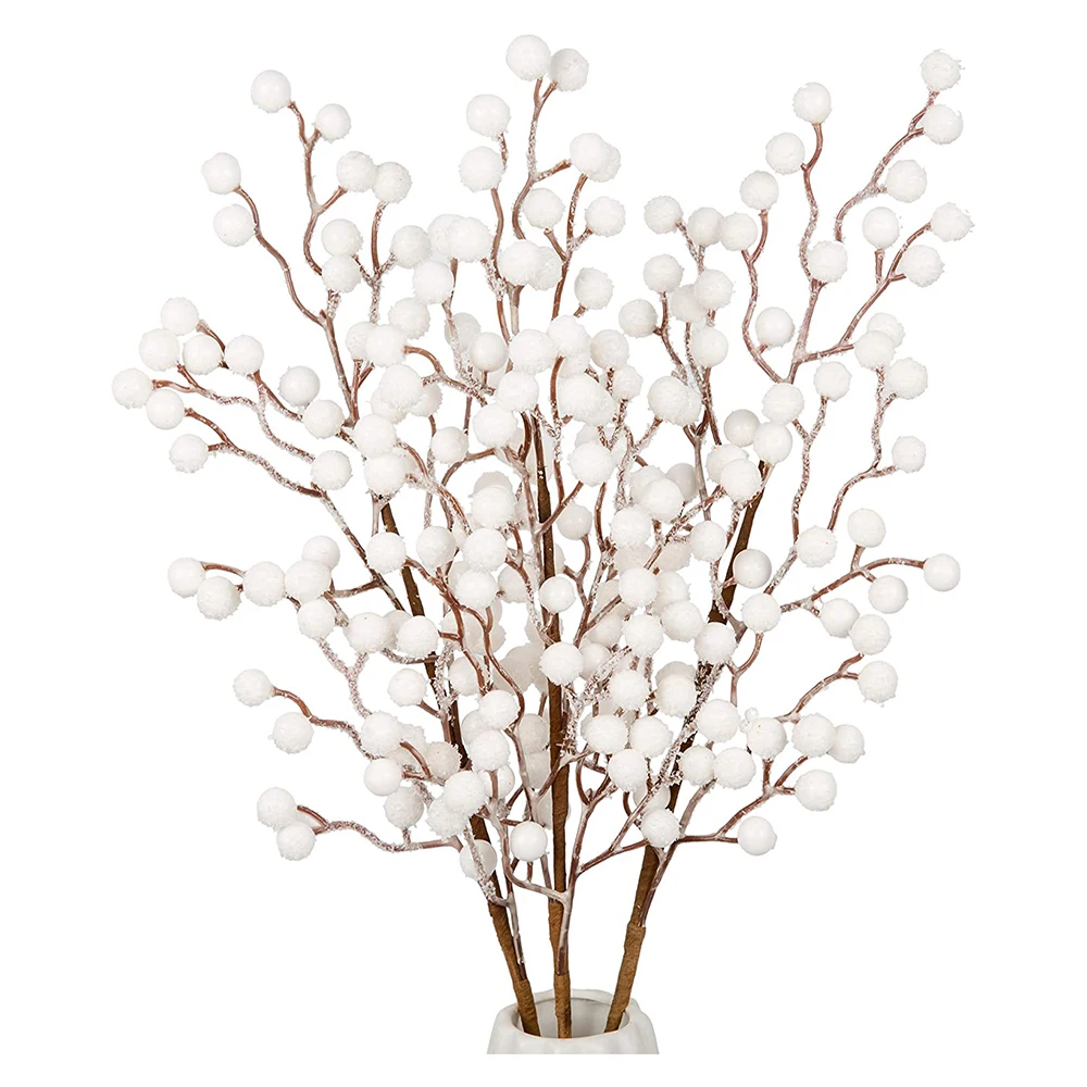 1 шт. Искусственные белые ягоды стебли рождественские ветки для цветов