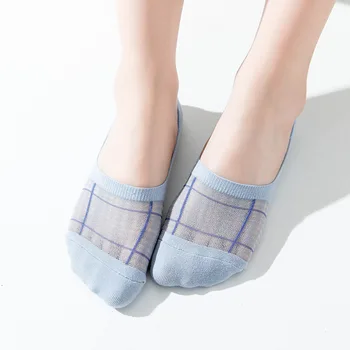 

Trendy Women's Ankle Socks Transparent Invisible Socks Summer No Show Ankle half Lace Socks Non-slip Mesh Sheer Half Thin Socks