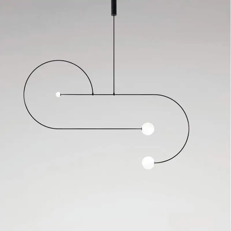 

Europe Designer Geometry Line A Chandelier Modern Concise Restaurant Reception Originality Personality Arts Lamps And