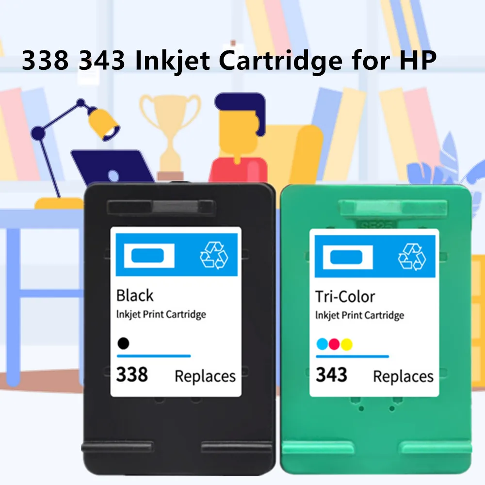 2PK для hp 338 343 hp338 hp343 чернила струйный картридж принтера Deskjet 460C 5740 6520 6540 6840 Photosmart 8150