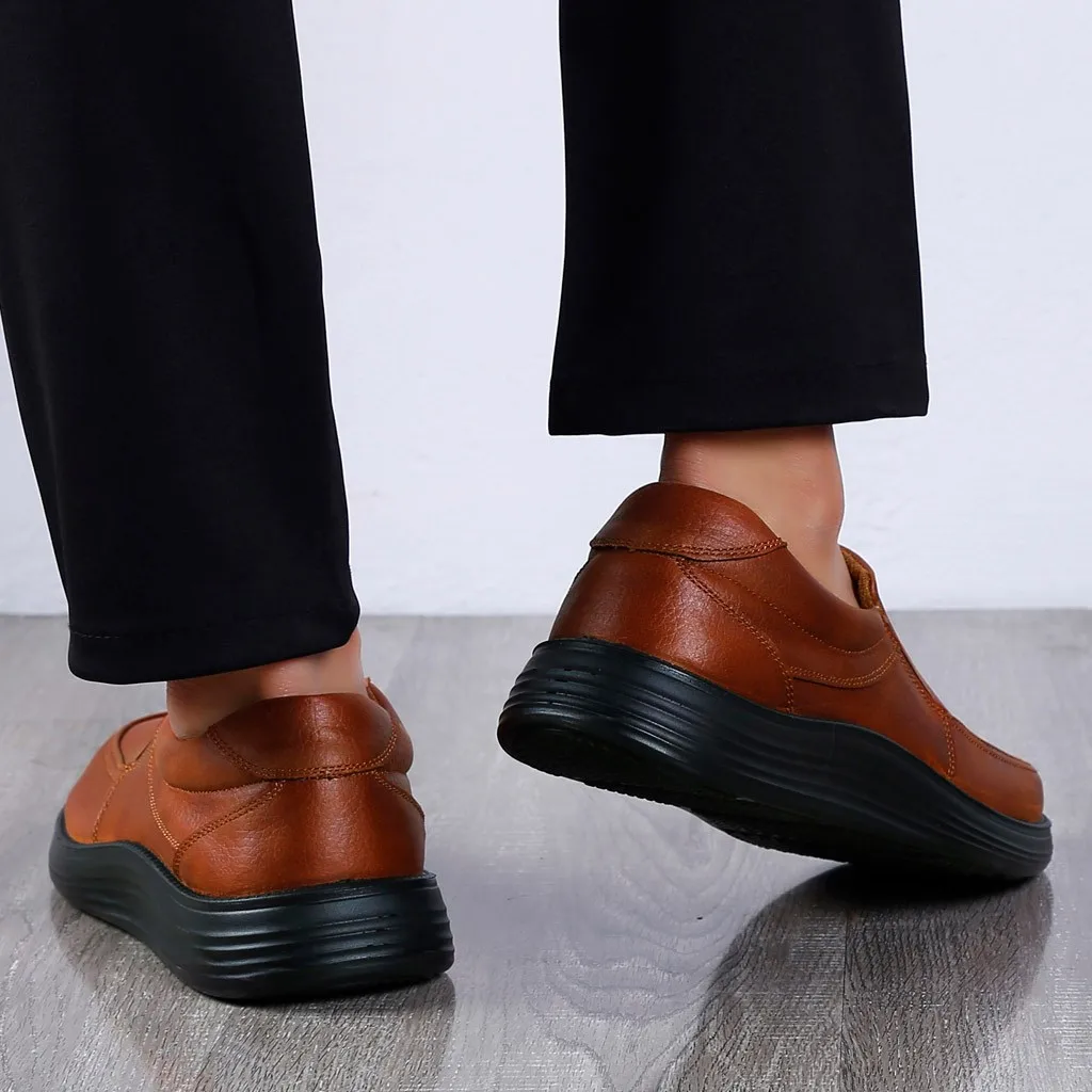 Men Slip-On Breathable Soft-Sole Winter Keep Warm Snow Boots Casual Shallow Flat-Bottomed Shoes Light Loafers Flats Shoes