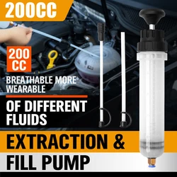 Pompe à main de transfert pour liquide de frein, 200cc, bouteille de remplissage, seringue, huile et eau de moteur 