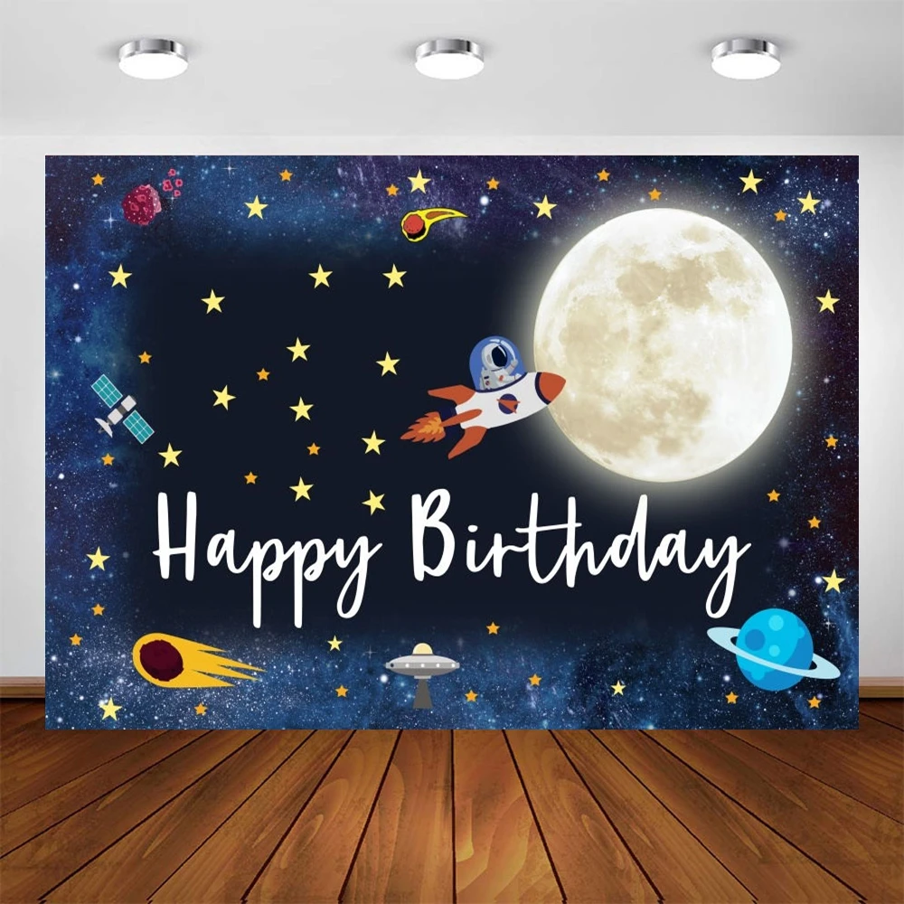 

Yeele Universe Astronaut Theme Backdrop Baby Birthday Party Photography Cartoon Sky Background For Photo Studio Photophone
