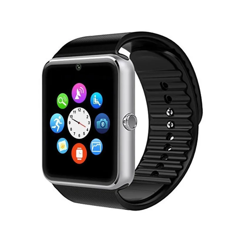 Смарт-часы для iWatch iPhone Android SmartWatch поддержка Sim TF карты сенсорный экран Шагомер фитнес-трекер сообщение напоминание GT08 - Цвет: Серебристый