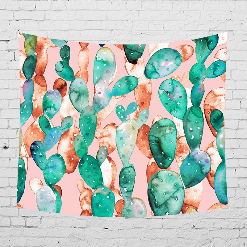 Cilected Tropical Plant Tapestry Wall Hanging Polyester Thin Bohemia Cactus Banana Leaf Print Tapestry Beach Towel Cushion
