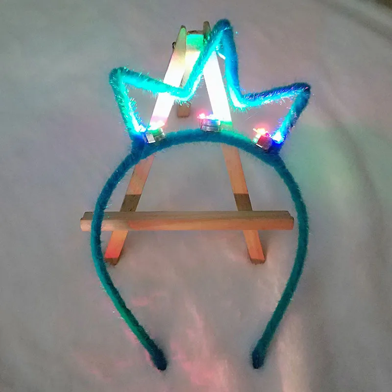 Светодиодный светящийся диадема, светильник в виде короны, повязки на голову, подарок на свадьбу, день рождения, игрушки, Рейв, вечерние принадлежности, рождественские повязки, год - Цвет: light up blue