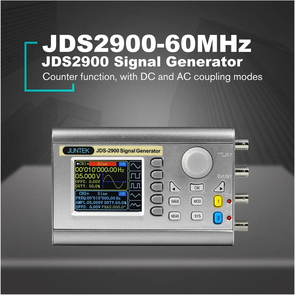 JDS2900-60M 60 МГц генератор сигналов цифровой контроль двухканальный DDS функция генератор сигналов частотомер произвольная волна