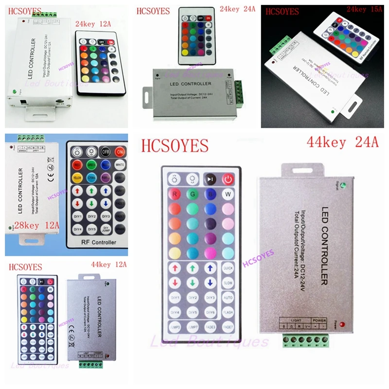 DC12-24V 24key 44key 28key 12A/24A/15A ИК РЧ пульт беспроводной RGB led контроллер алюминий+ пластик 3CH 5A для 5050 3528 полосы