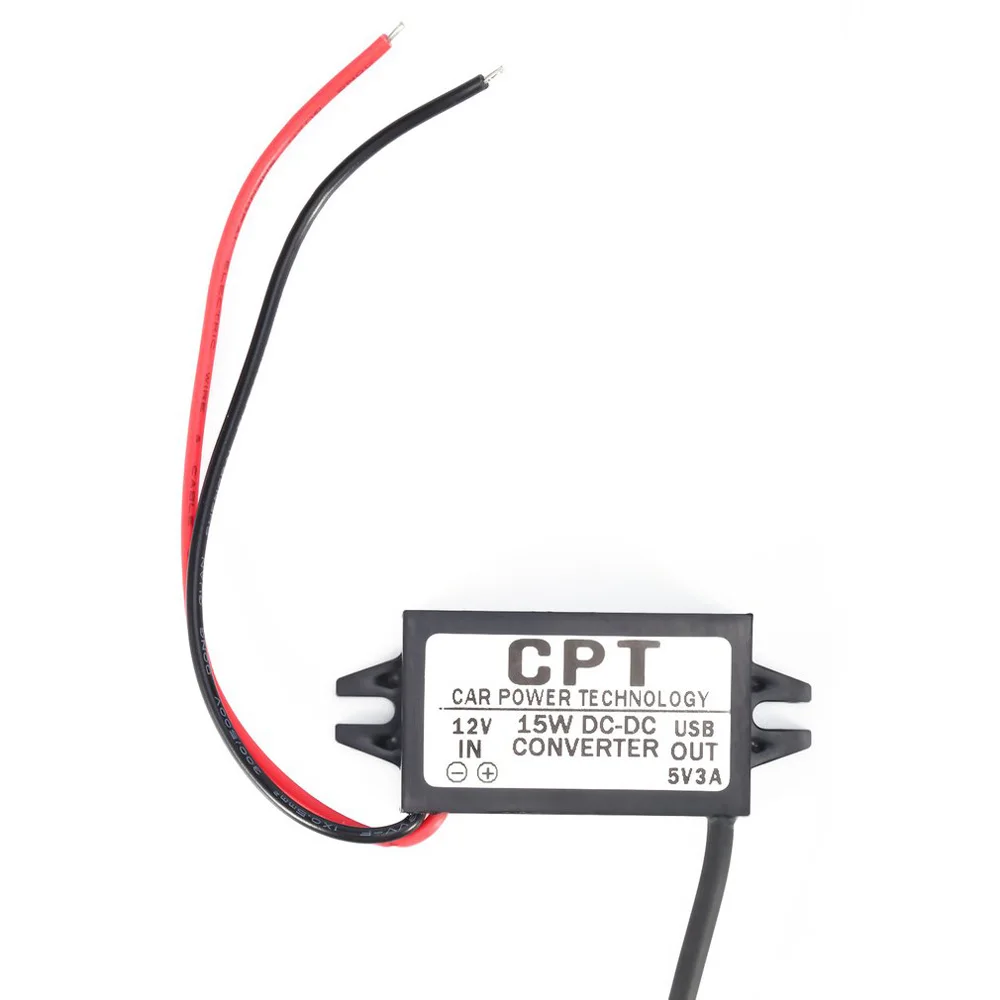 USB DC-DC автомобиля Зарядное устройство преобразователя постоянного тока 12 В до 5 В пост 3A 15 Вт Мощность адаптер Черный
