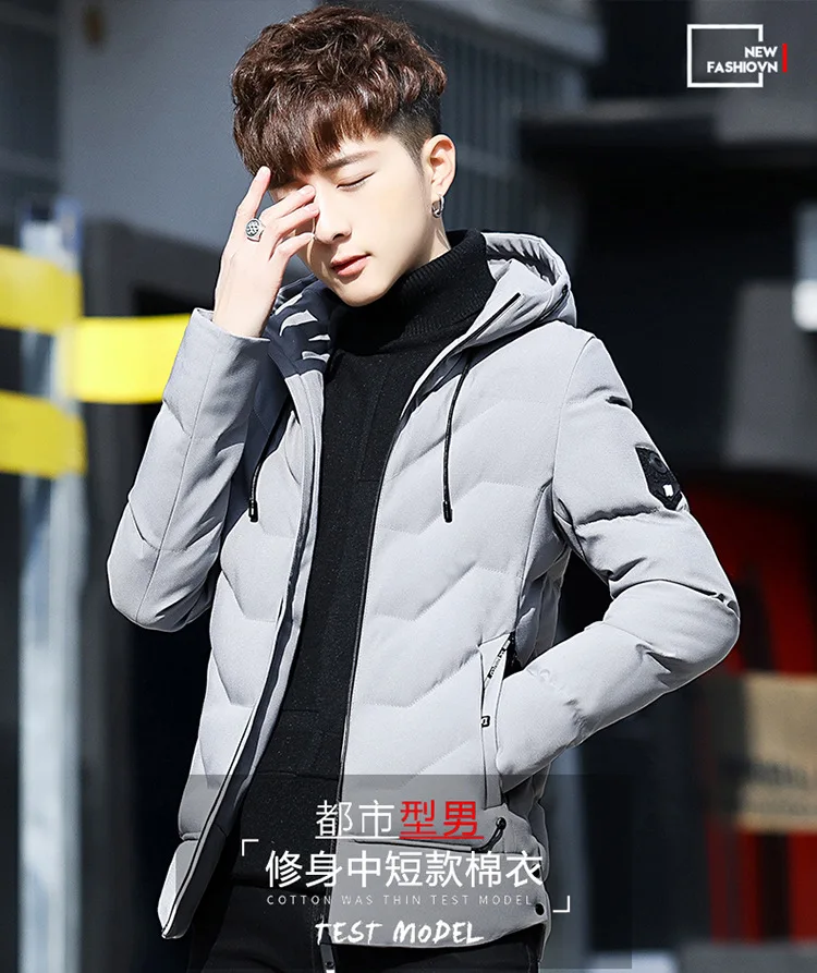 New Style Winter Mid-length Thick Cotton-padded Clothes Men Korean-style Slim Fit Youth Casual down Jacket Cotton-padded Cl
