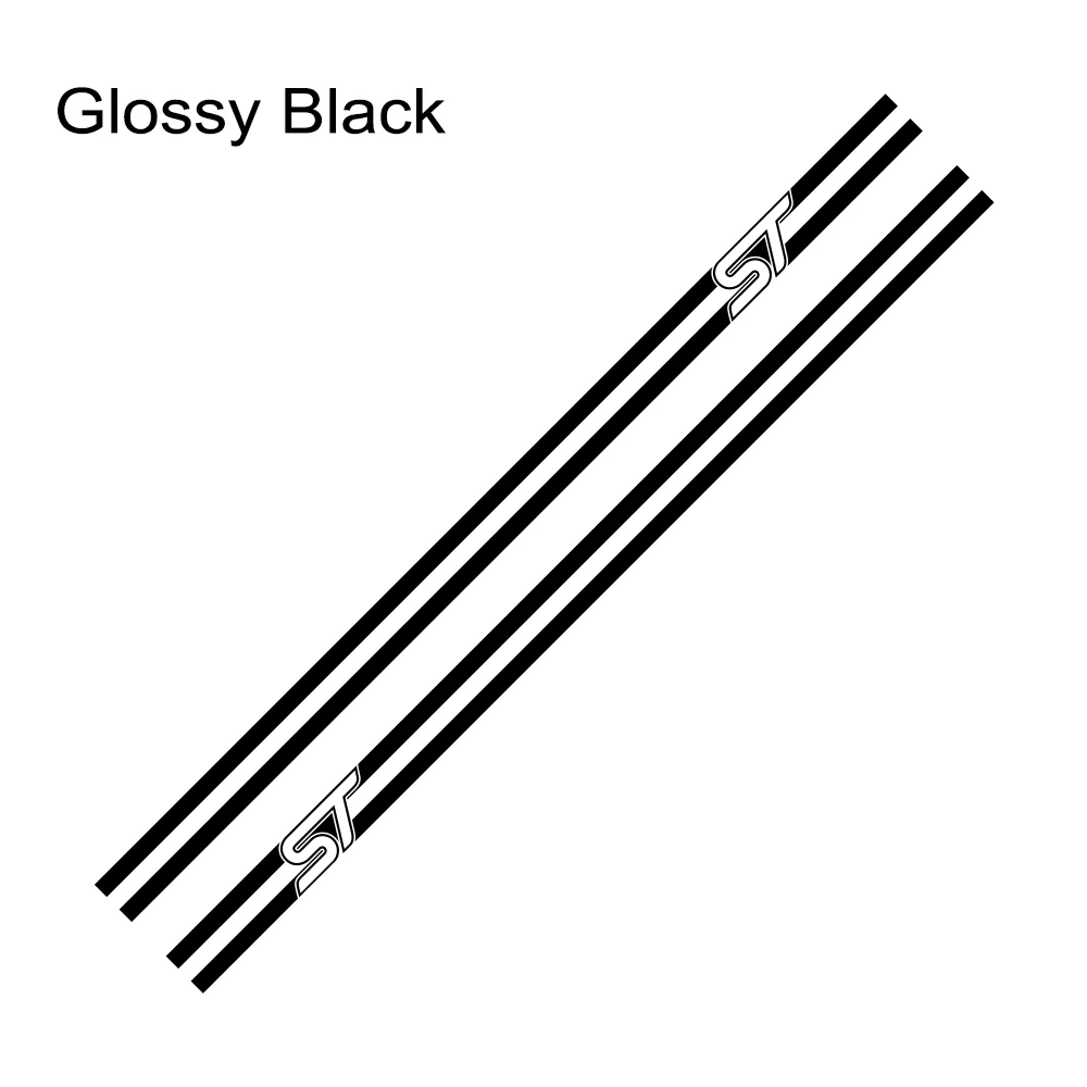 Glossy Black 2 шт./лот Авто Декор кузова виниловые наклейки для автомобиля Стайлинг наклейки для Ford Focus ST СПОРТ дверь боковая юбка полоса светоотражающие Аксессуары - Название цвета: Glossy Black