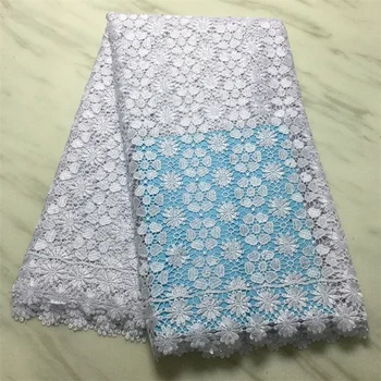 

White lace fabric 2020 high quality lace nigerian lace fabric for women dress african tulle lace with stones 5 yards per piece