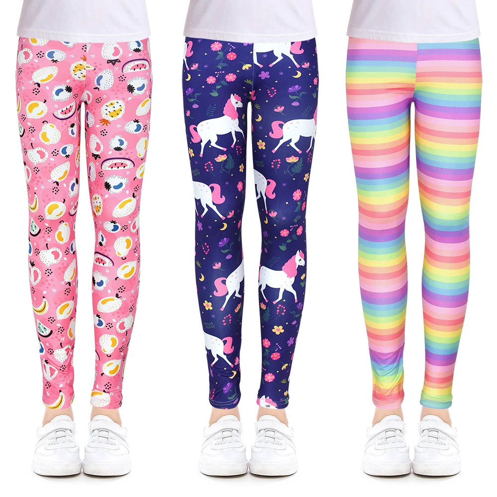 Girls pants SLAIXIU Print Flower Skinny Children Leggings For 4-12 Years Girl clothes Soft Girls leggings Pencil pants Cotton Kids trousers
