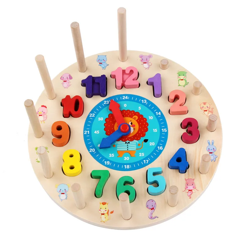 Деревянные радужные цифровые часы игрушки обучения Счетный Номер Деревянные математические игрушки геометрическая форма Монтессори игрушки для детей 3 лет