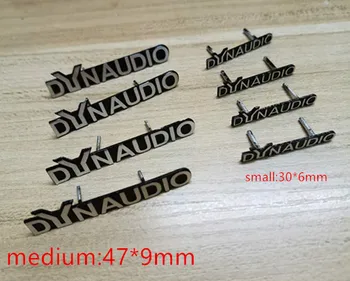 

4X DYNAUDIO speaker aluminum with 2 pins trumpet horn sound letter stickers car styling For CC New Beetle