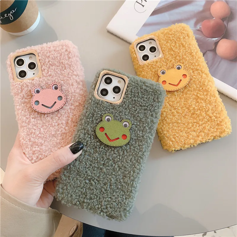 

Plush Smiley Frog Prince Mobile Phone Case for iPhone X XR 7 8 Plus 11 11Pro Max