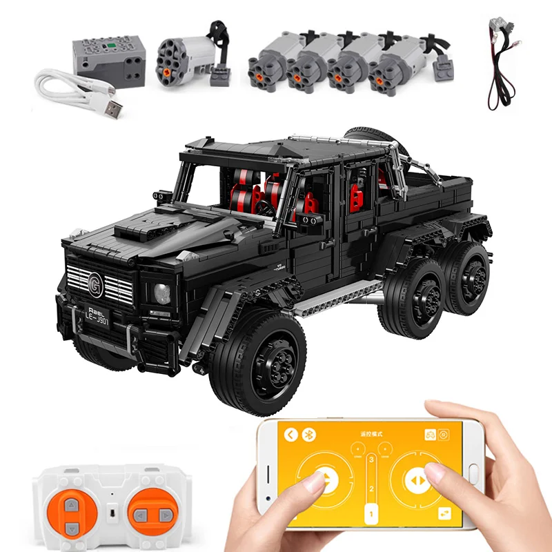 WITH MOTOR Масштаб 1:8 AMG G63 6X6 совместимый Technic MOC строительные блоки кирпичи развивающие игрушки дни рождения Gfits для мальчика - Цвет: WITH MOTOR