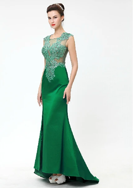 Robe de soiree вечерние кружевные аппликации robe noire стиль горячие сексуальные зеленые длинные официальные платья для подружек невесты