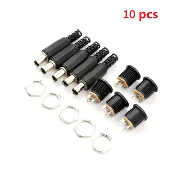 

10 pcs 12V 3A Plastic Male Plugs + Female Socket Panel Mount Jack DC Power Connector Electrical Supplies