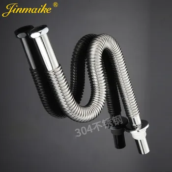 

Stainless Steel Drainer Bellows Drain Toilet Basin Draining Pipe Washbasin Deodorizing 304 SUS Drainage Pipe
