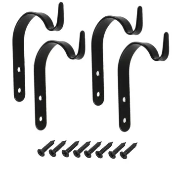

4pcs/set Professional Balcony Plant Flower Pot Wrought Iron Hooks Holder Wall-Mounted Hanging Basket Bracket Garden Decoration
