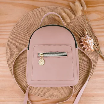 

Women Backpack Bag Zipper Large Capacity PU Leather Fashion for Travel Mobile Phone BHD2