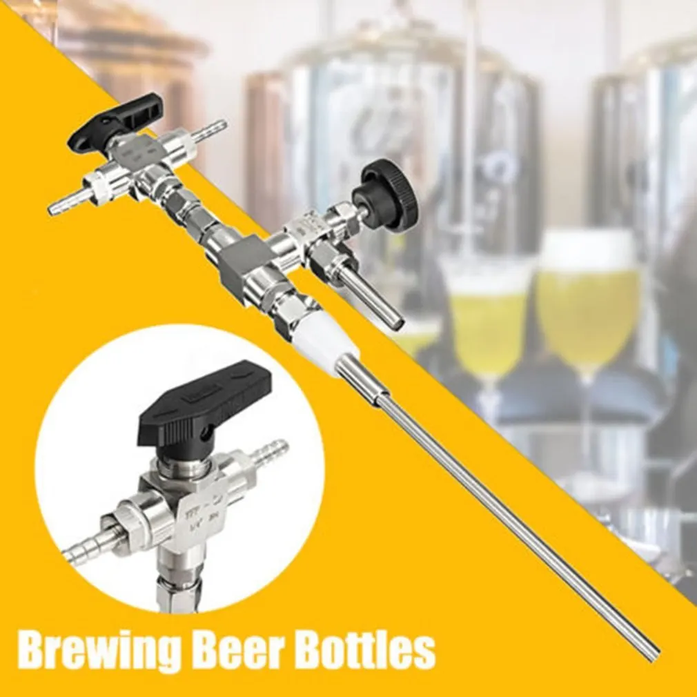

304 Stainless Steel Counter Pressure Beer Bottle Filler 3 Way Hose Kit For Homebrewing Beer Gun Bottling Equipment