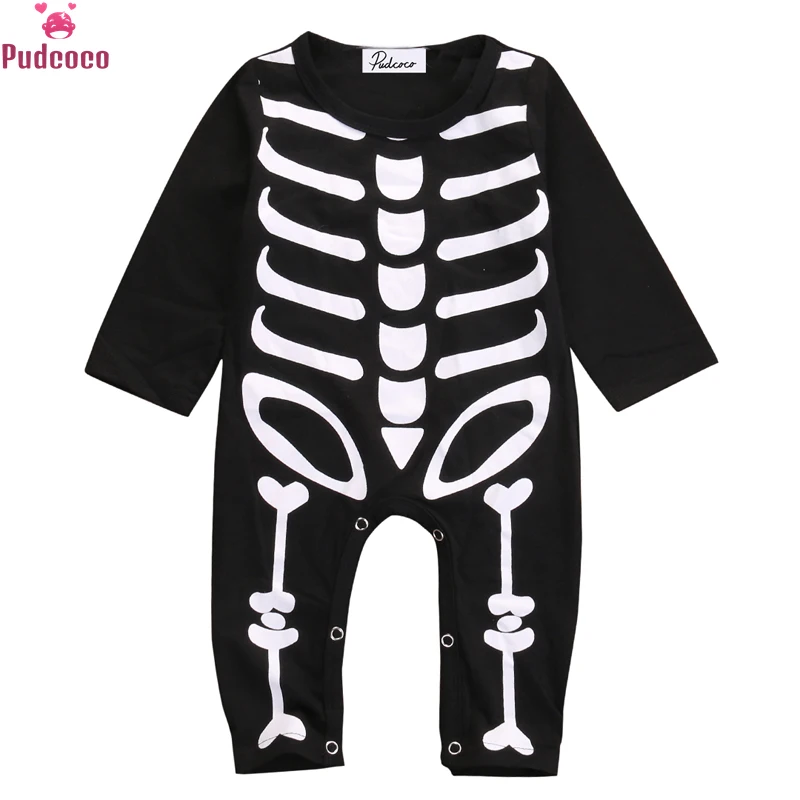 Autumn Winter Halloween Clothes Newborn Baby Boy Girl Skeleton Rompers Long Sleeve Jumpsuit Outfit Costume Cosplay