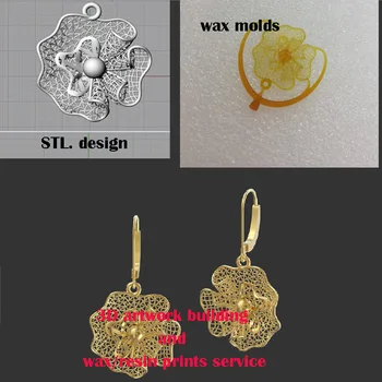 

10 pairs earring Wax printing services for jewelry STL file HFR-02-ER