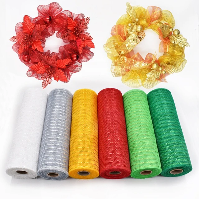 4 Rolls Each Roll Deco Mesh 10 inch x 10 Yard Wreaths Metallic Poly Mesh  Ribbon