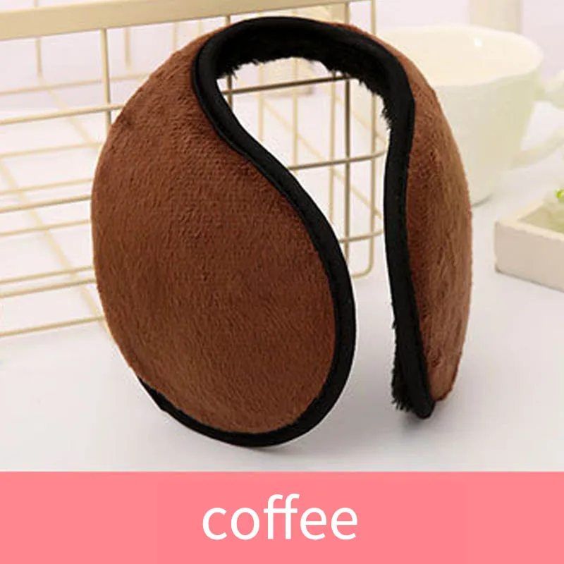 coffee Хит, модные унисекс одноцветные зимние наушники, мягкие утолщенные Плюшевые ушные вкладыши, защитные наушники, повязка, теплые наушники для мужчин - Цвет: coffee