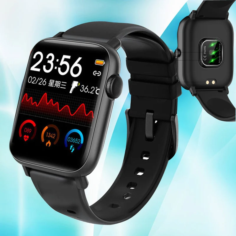 Lntelligent Wristband Temperature, Blood Pressure And Heart Rate Monitoring Multi Function Full Touch Button Display Watch