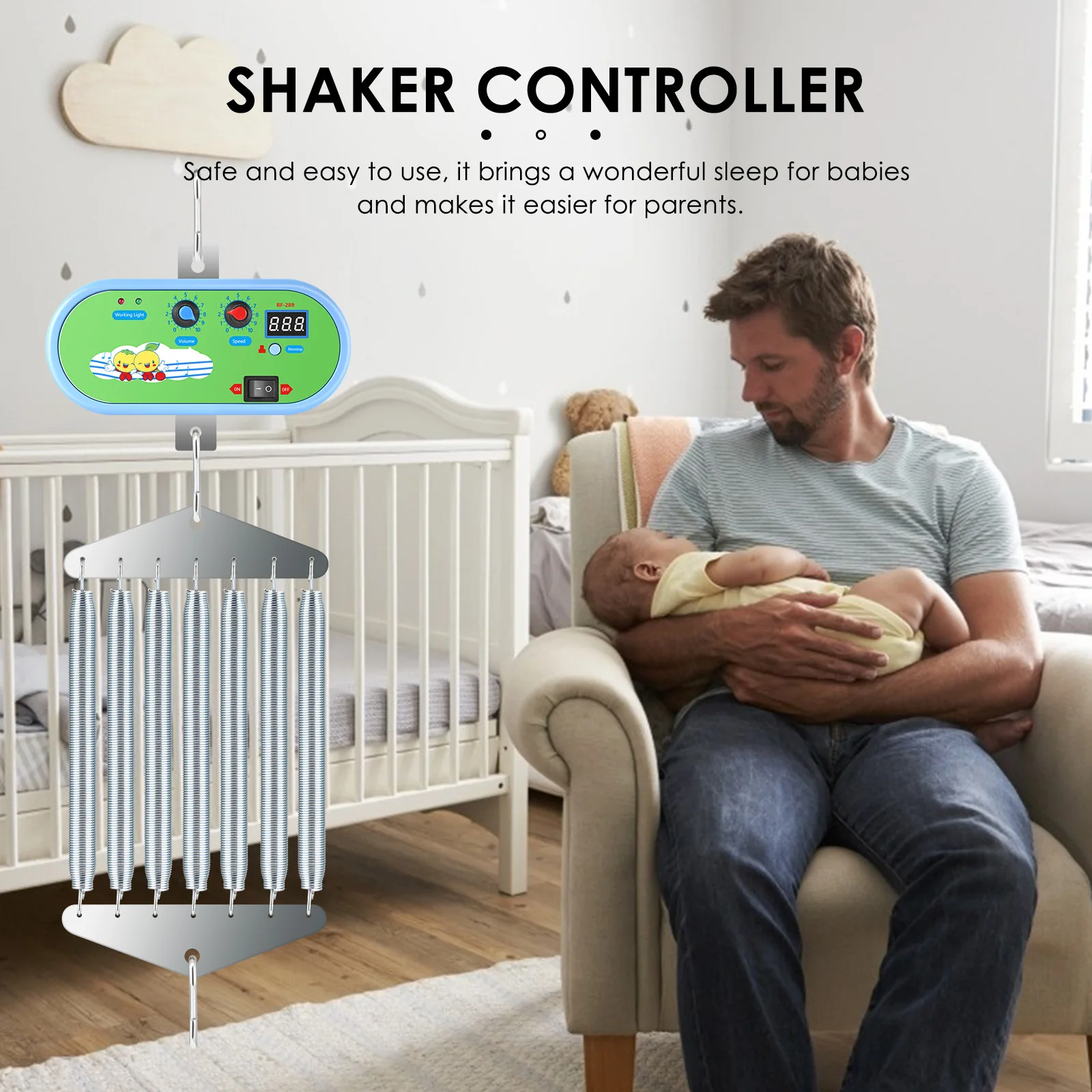 Elektrische Babys chaukel steuerung Babyschaukel-Steuerung, 2 Federn, Fernbedienung, Motor feder halterung, einstellbarer Timer, keine Geräusche