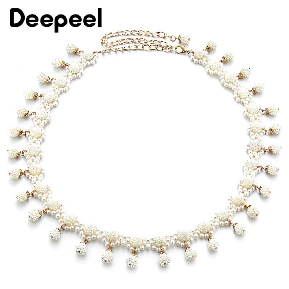 Deepeel, 4,40 см* 105 см, женский пояс с жемчугом и бусинами, пояс для отдыха, пояс для платья, декоративный пояс, YK651