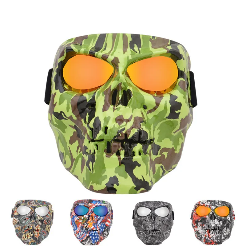 

New Monster Motorcycle Mask Goggles Pair Motorcycle Half Helmet Helmet Mask Goggles Riding Motocross Skull Outdoor Tactical Mask