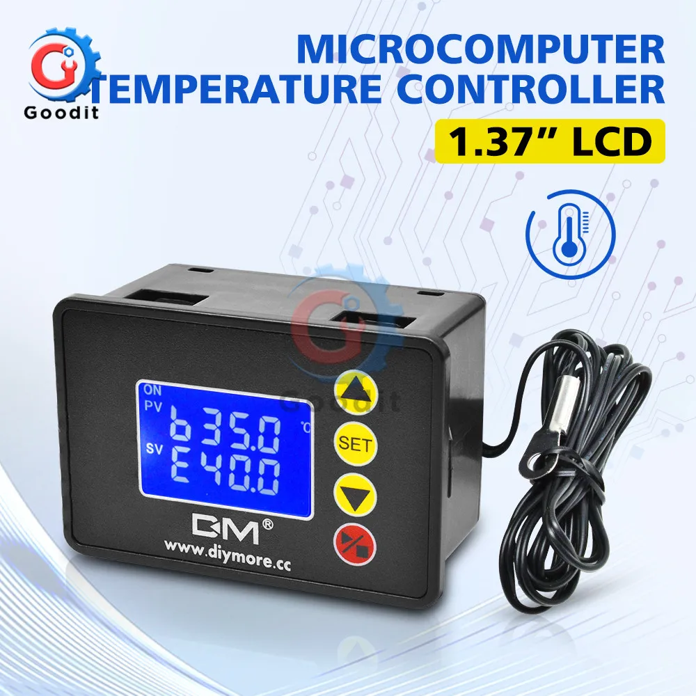 Термостат контроллер постоянного тока 12V 24V AC 110 V-220 V микрокомпьютер Температура цифровой 1,37 ″ ЖК-дисплей-55 ℃~ 120℃ контроллер заменить W3001