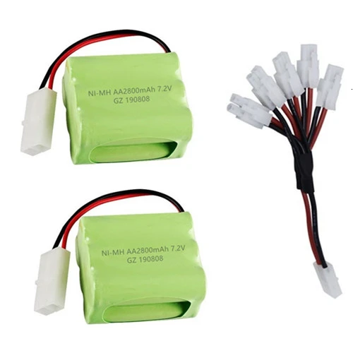 2P разъем) Ni-MH 7,2 v 2800mah батарея+ 7,2 v зарядное устройство для Rc игрушечного автомобиля Танк Поезд Робот Лодка пистолет 6* AA 7,2 v перезаряжаемый аккумулятор - Цвет: Purple