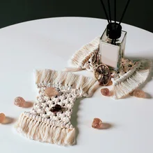 2-Pack нордическая Чистая ручная тканая хлопковая веревка подстилка коврик с кисточкой простое украшение для дома